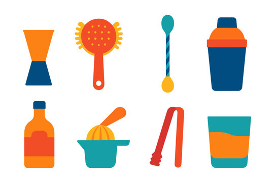 Colorful bartender tools for creative cocktails and mixology enthusiasts
