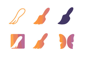 Brushstroke Logo Variations. Brushstroke techniques. Set Logo of Brushstroke techniques: gradient stroke fade. Icon set. harmonious logo variations of the same