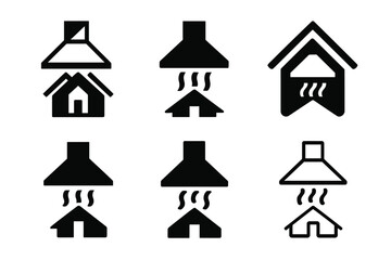 Kitchen Renovation Logos. Home renovation specialists remodeling kitchens. Icon set. Set Logo of Home renovation specialists remodeling kitchens: range hood