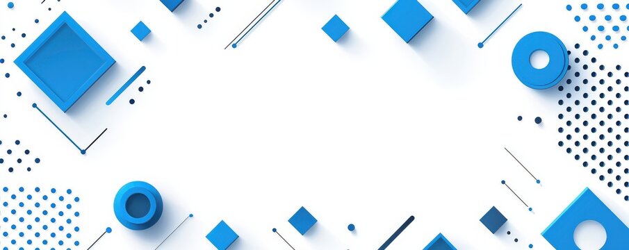 Modern abstract design with blue geometric shapes on a simple white background, perfect for contemporary presentations.