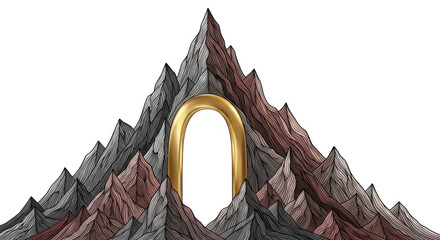 Gold arch isolated on transparent background