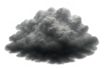 Dark storm cloud forming on transparent background, symbolizing bad weather, danger, and pollution