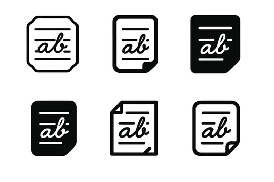 Cursive Logo Variations. Handwriting practice worksheet. Set Logo of Handwriting practice worksheet: cursive alphabet guide sheet. Icon set. harmonious logo