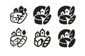 Fototapeta premium Village Festival Logos. A rural village festival with homemade jams and baked goods for sale. Set Logo of A rural village festival with homemade jams and baked