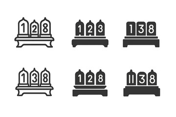 Vintage Tech Logos. Decorating with vintage electronics. Set Logo of Decorating with vintage electronics: Nixie tube clock on mantle. Icon set. harmonious logo