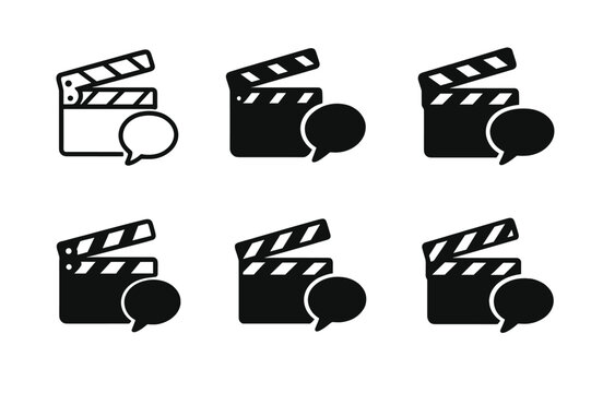 Game Logo Variations. Game storylines. Set Logo of game storylines: cutscene clapper and dialogue bubble. Icon set. harmonious logo variations of the same