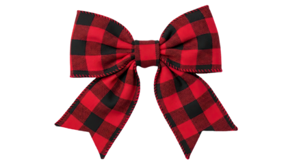 Rustic Red and Black Buffalo Plaid Christmas Bow for Festive Decorations