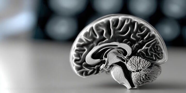 medical imaging technology, detailed commercial featuring razor-sharp mri brain scans revealing neural anatomy and structures in black and white