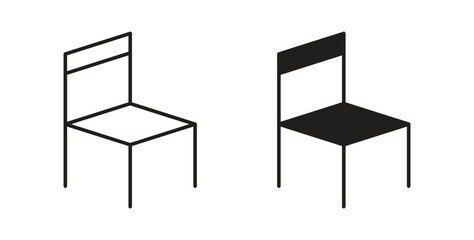 Chair icon with line and silhouette versions.