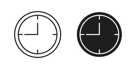 Clock nine icon with line and silhouette versions.