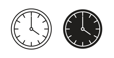 Clock-five icon with line and silhouette versions.
