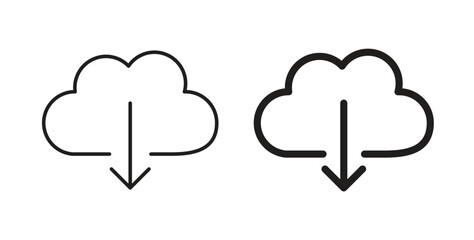 Cloud download icon with line and silhouette versions.