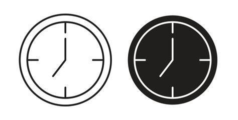 Clock seven icon with line and silhouette versions.