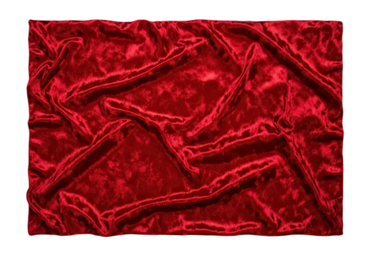 Rich Deep Red Velvet Fabric with Luxurious Crushed Texture and Elegant Draping Shadows