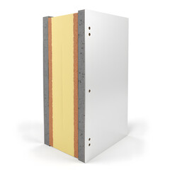 Realistic thermal insulated wall panel, industrial design concept