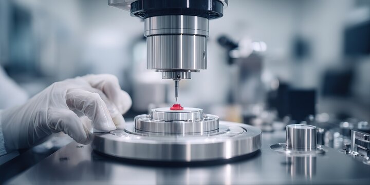 Precision manufacturing process takes place in a clean lab environment focusing on advanced machinery and tools - Powered by Adobe