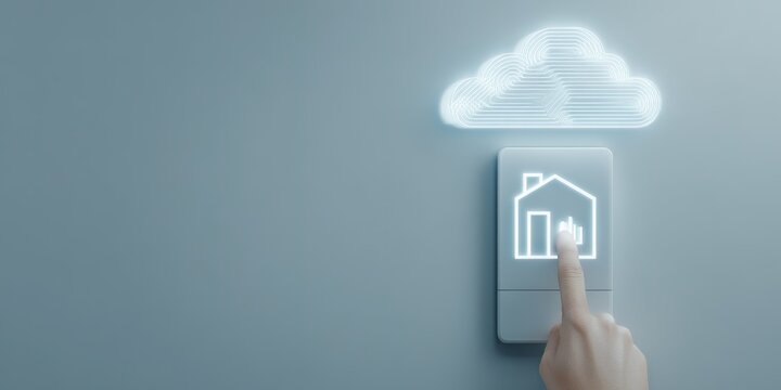 Smart home control system featuring a hand activating cloud-based technology for home automation - Powered by Adobe