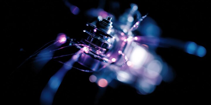 Colorful abstract light trails create a dynamic display of energy and movement against a dark background - Powered by Adobe