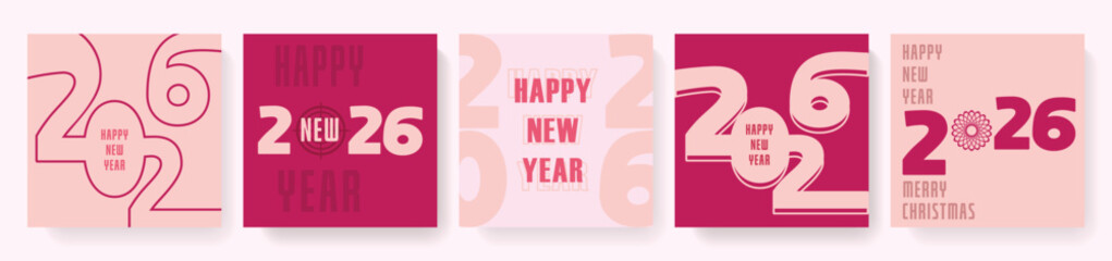 New Year 2026 logo design template, Merry Christmas, stylish typography, collection of 2026 Happy New Year, new year sets, vector illustration for greeting card, poster, calendar, invitation, banner