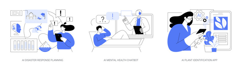 AI Enhancing Safety and Wellness abstract concept vector illustrations.