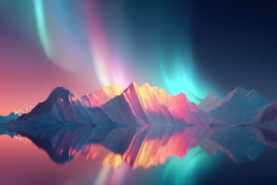 Vibrant auroras over snow-capped mountains