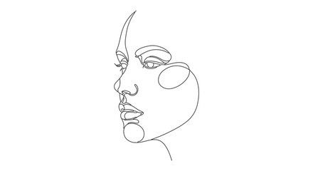 Minimalist Continuous One Line Drawing Art A Single, Elegant Stroke Capturing the Profile of a Face