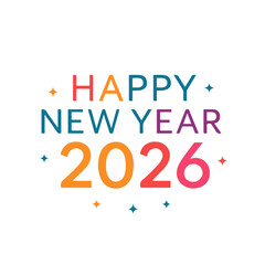 Flat Vector Happy 2026 New Year Greeting Card Design -Fireworks, Stars, Celebration Theme
