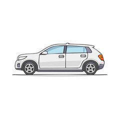 Cartoon-style illustration of a white compact SUV car.