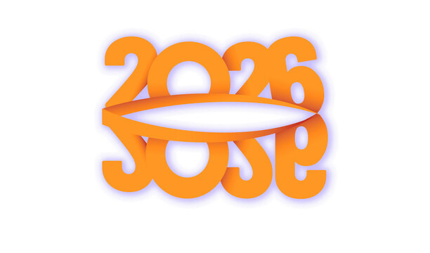 Dynamic 3d orange and blue numbers 2026 and 2036 illustration