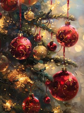 Classic Christmas Wall Art Collection &ndash; Festive Holiday Scenes with Tree, Wreath, Santa and Snowy Village