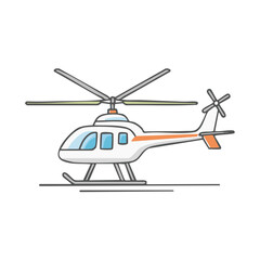 White Helicopter with Orange Stripe Flying Rotorcraft Transportation Icon