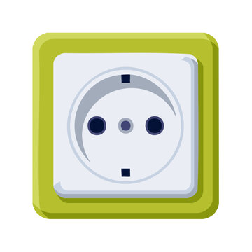 Modern European Wall Outlet with Green Frame and Three Holes