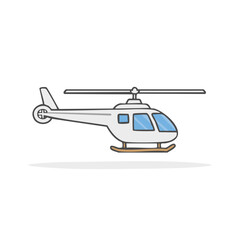 Fototapeta premium Cartoon-style illustration of a white helicopter with a shadow