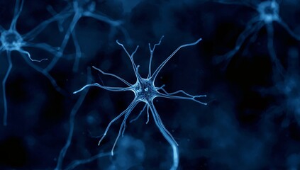 Abstract Neuronal Network Visualization Blue Hues and Delicate Filament Structures.