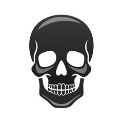 Fototapeta premium Stylized dark black human skull vector illustration icon design for danger or Halloween themes