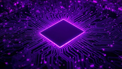 Abstract Purple Circuit. Central Void and Electrical Pathways, a Network of Connection.