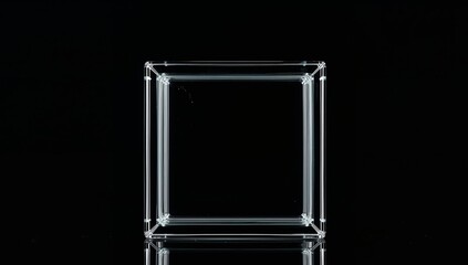 Abstract Rectangular Prism Composition with Linear Elements, Black Background.