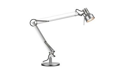 Modern adjustable desk lamp with articulated arm and bright light on white background