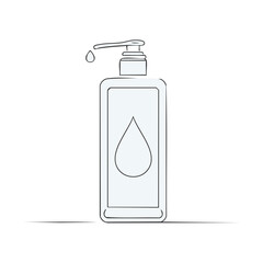 Fototapeta premium Hand Sanitizer dispenser with a drop falling from pump hygiene and cleanliness symbol