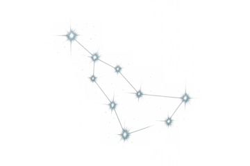 Big dipper constellation pattern with sparkling stars, an astronomical design element on transparent background