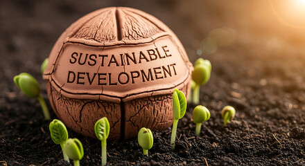 New growth sprouts from earth, symbolizing sustainable development.