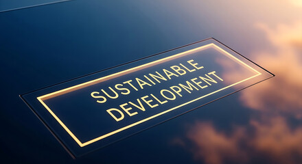 Sustainable development concept glowing on dark background