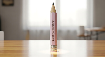 Quality Education pencil symbolizes knowledge, learning, and growth