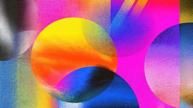Vibrant Abstract Colorful Circles and Gradients with Neon Textures—Bright, Modern Art for Design Projects