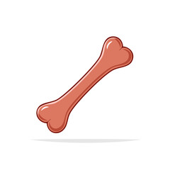 Fototapeta premium Cartoon illustration of a bone with a shadow on a white background