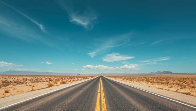 Endless Journey. Asphalt Ribbon Stretching Towards a Distant, Abstract Horizon. - Powered by Adobe