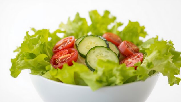 Fresh Greens in White A Textured Arrangement of Leaves, Slices, and Subtle Shadows.