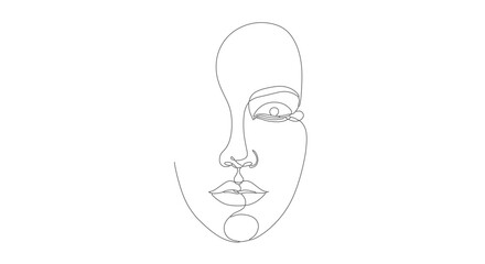 Single Line Art Continuous One Line Drawing of a Woman's Face Portrait