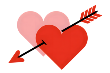 Red heart pierced by an arrow