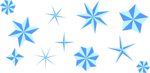 Blue Frost Star Vector Set — Winter Geometric Stars Collection